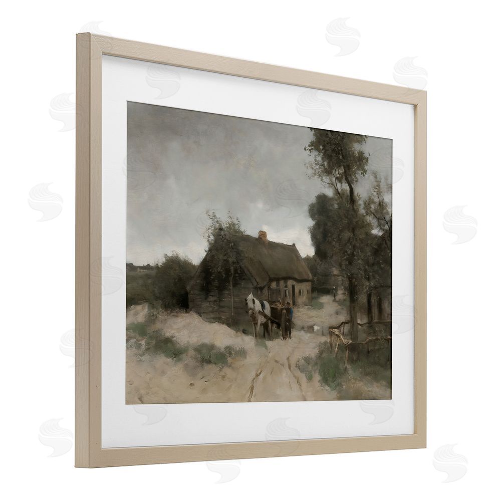 Riley B Vintage Farmhouse Rustic Cottage Birch Framed Print Under Glass with White Mat Wall Art
