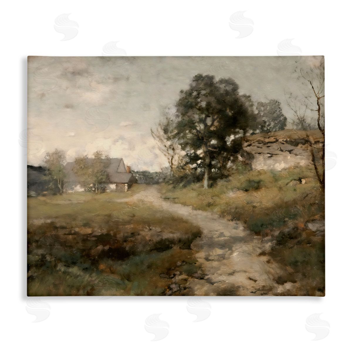 Riley B Vintage Farmhouse Scenic Landscape Canvas Wall Art Print