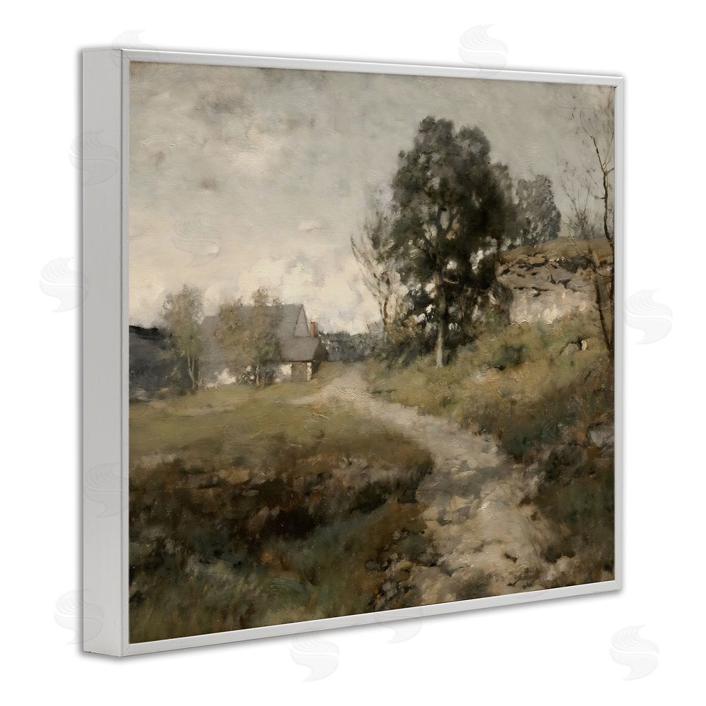 Riley B Vintage Farmhouse Scenic Landscape White Framed Giclee Wall Art Print