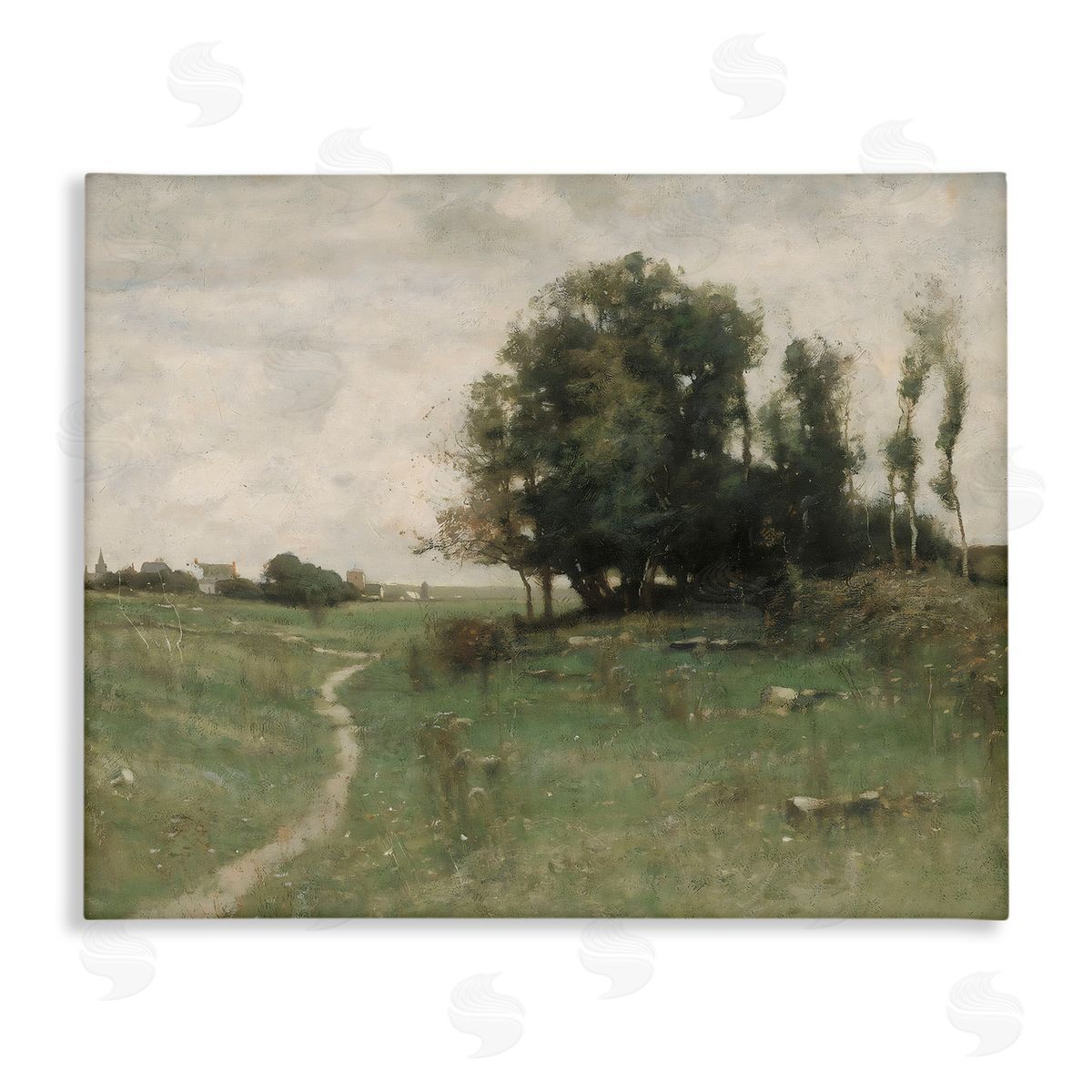 Riley B Vintage Farmhouse Countryside Path Canvas Wall Art Print