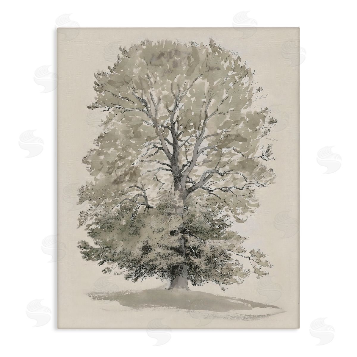 Riley B Vintage Farmhouse Tall Tree Canvas Wall Art Print