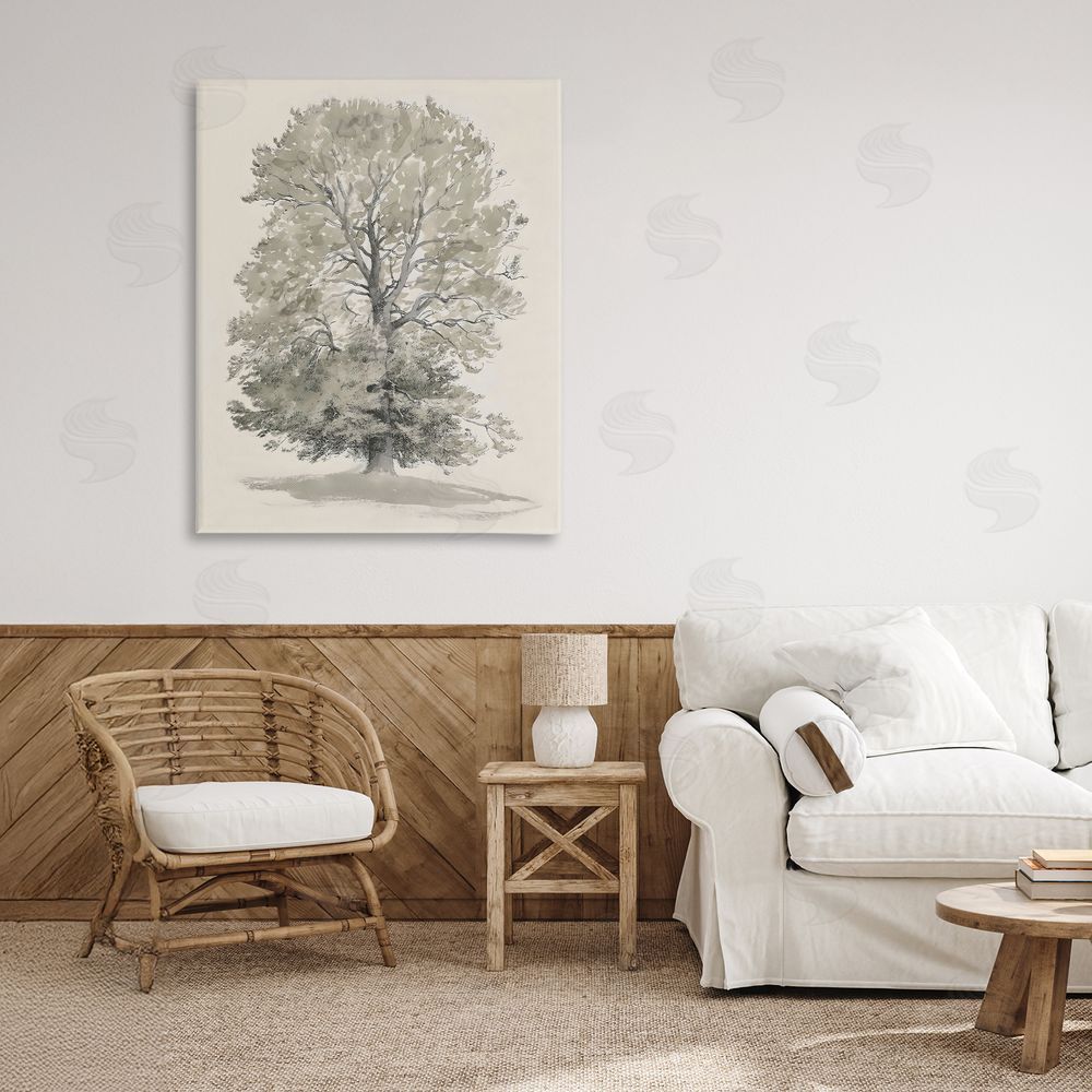 Riley B Vintage Farmhouse Tall Tree Canvas Art on Wall