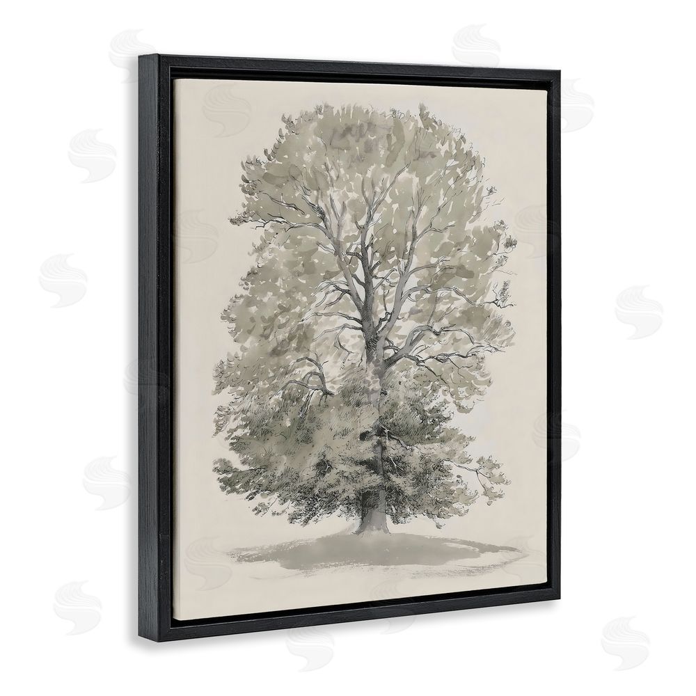 Riley B Vintage Farmhouse Tall Tree Black Floating Frame Canvas Wall Art Print