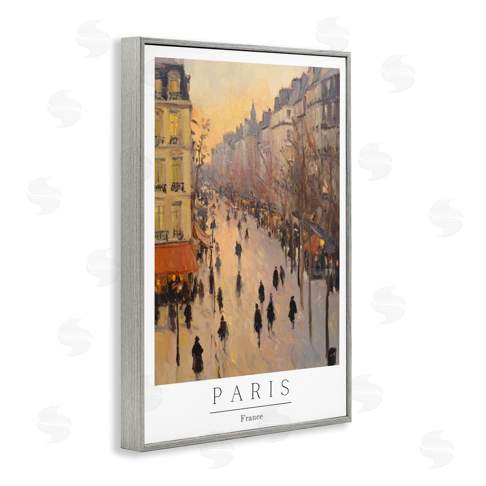 Petal Prints Design Vintage Orange Paris Streets Gray Framed Giclee Wall Art Print
