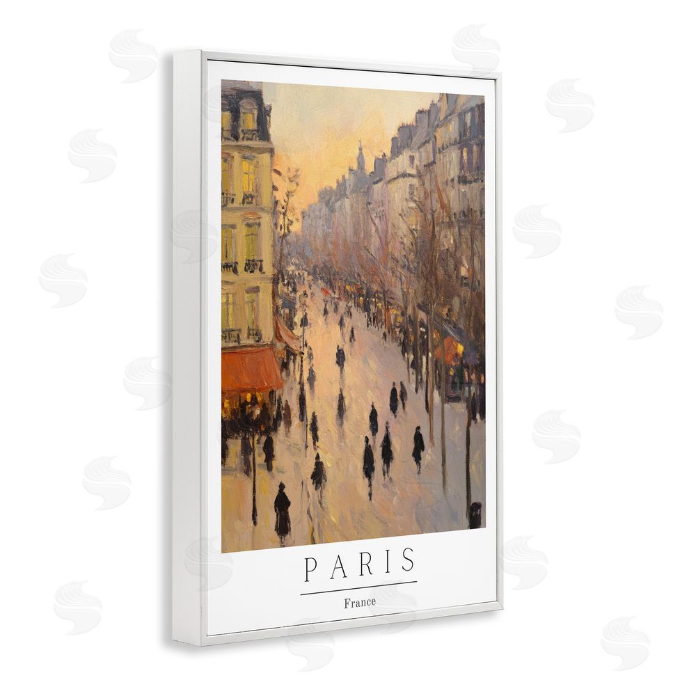 Petal Prints Design Vintage Orange Paris Streets White Framed Giclee Wall Art Print