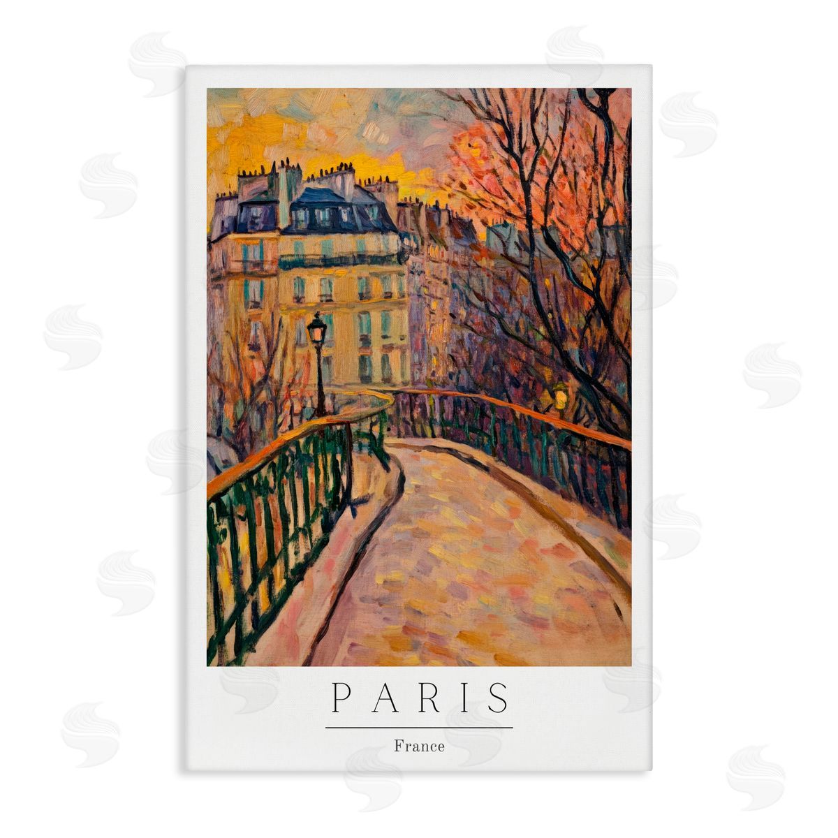 Petal Prints Design Paris Street Scene in Autumn Canvas Wall Art Print