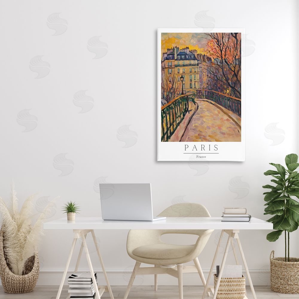 Petal Prints Design Paris Street Scene in Autumn Canvas Art on Wall