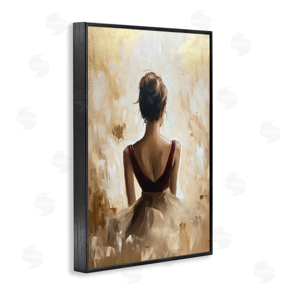Petal Prints Design Ballerina Figure Abstract Portrait Black Framed Giclee Wall Art Print