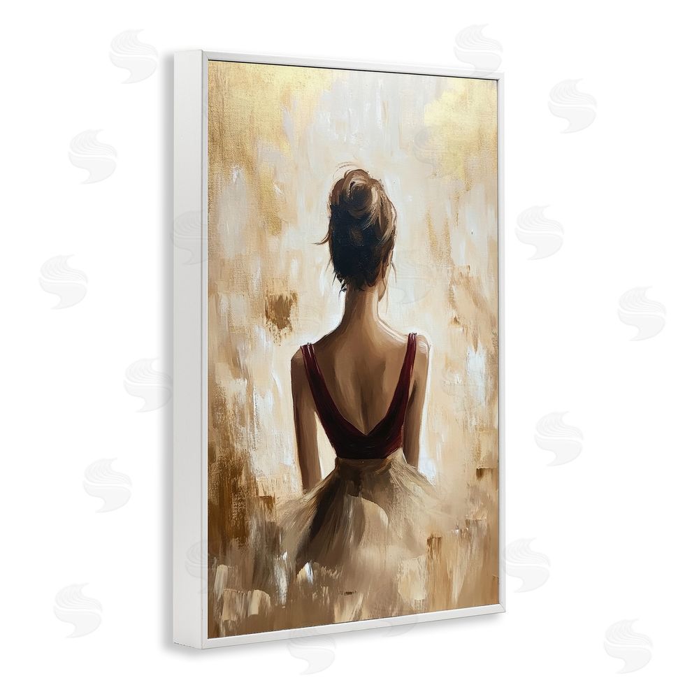 Petal Prints Design Ballerina Figure Abstract Portrait White Framed Giclee Wall Art Print