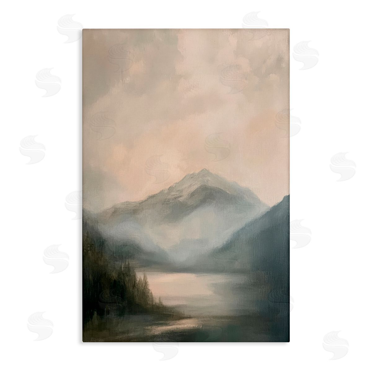 Petal Prints Design Misted Mountain Lake Scene Canvas Wall Art Print