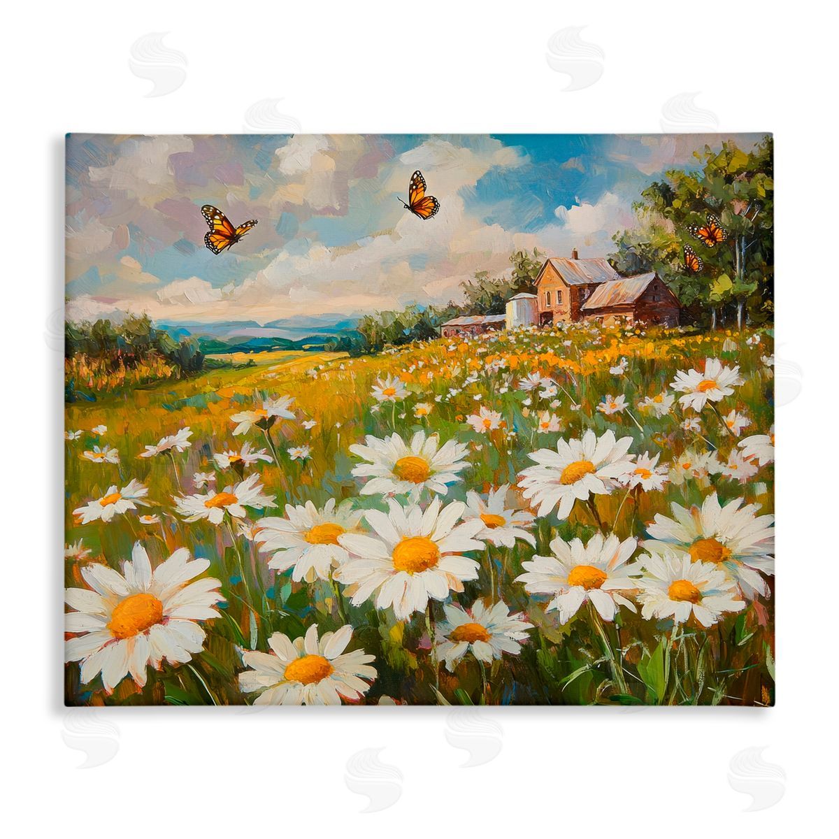 Petal Prints Design Butterfly Dream Daisy Field Canvas Wall Art Print