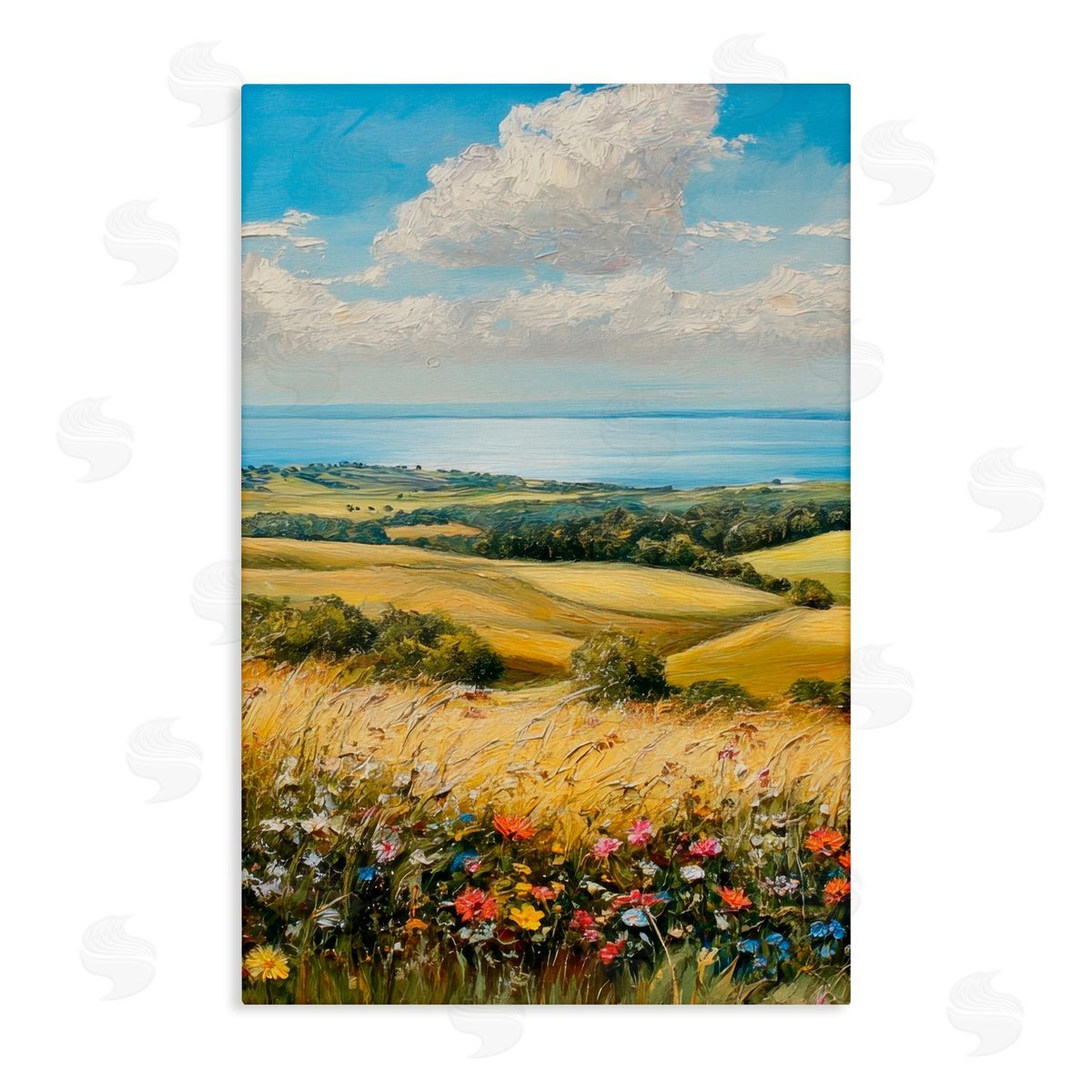 Petal Prints Design In the Distance Hills Canvas Wall Art Print