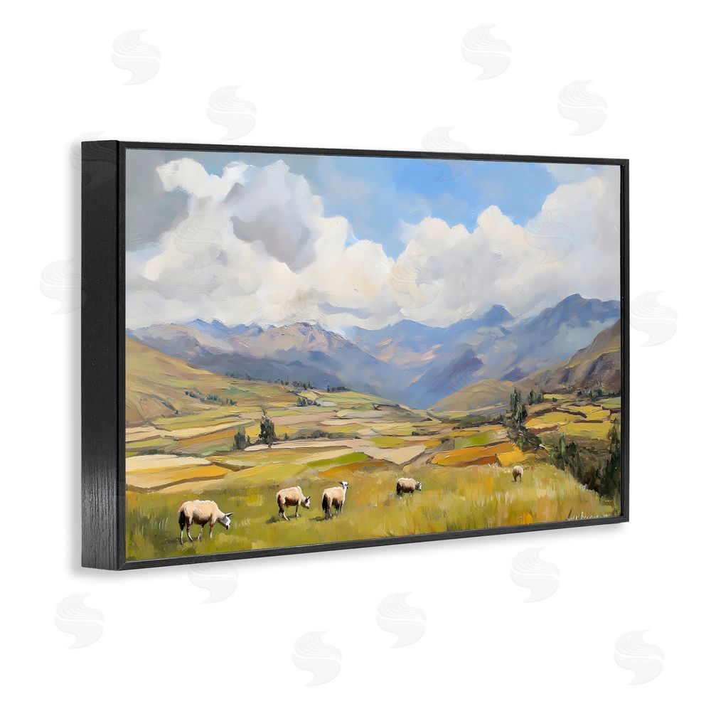 Franklyn Gregory Animals Grazing Farmland Black Framed Giclee Wall Art Print