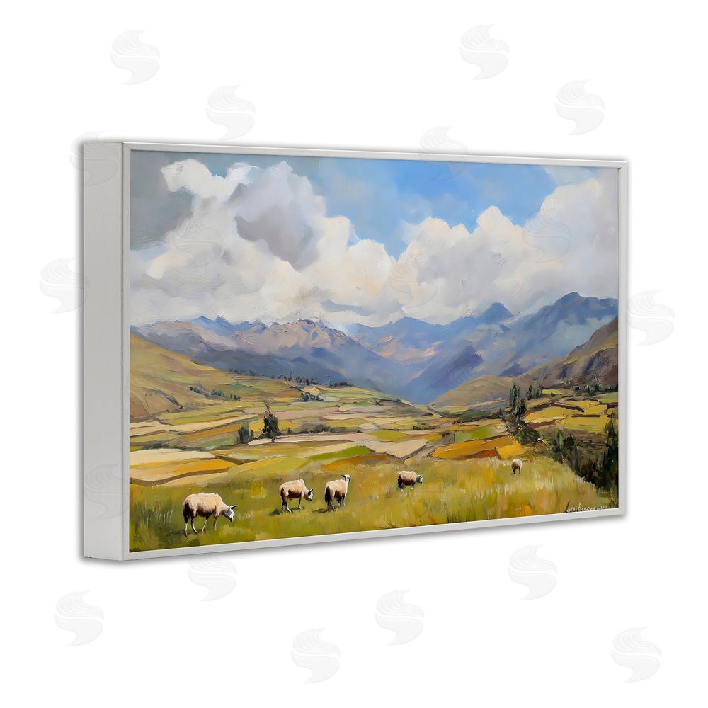 Franklyn Gregory Animals Grazing Farmland White Framed Giclee Wall Art Print