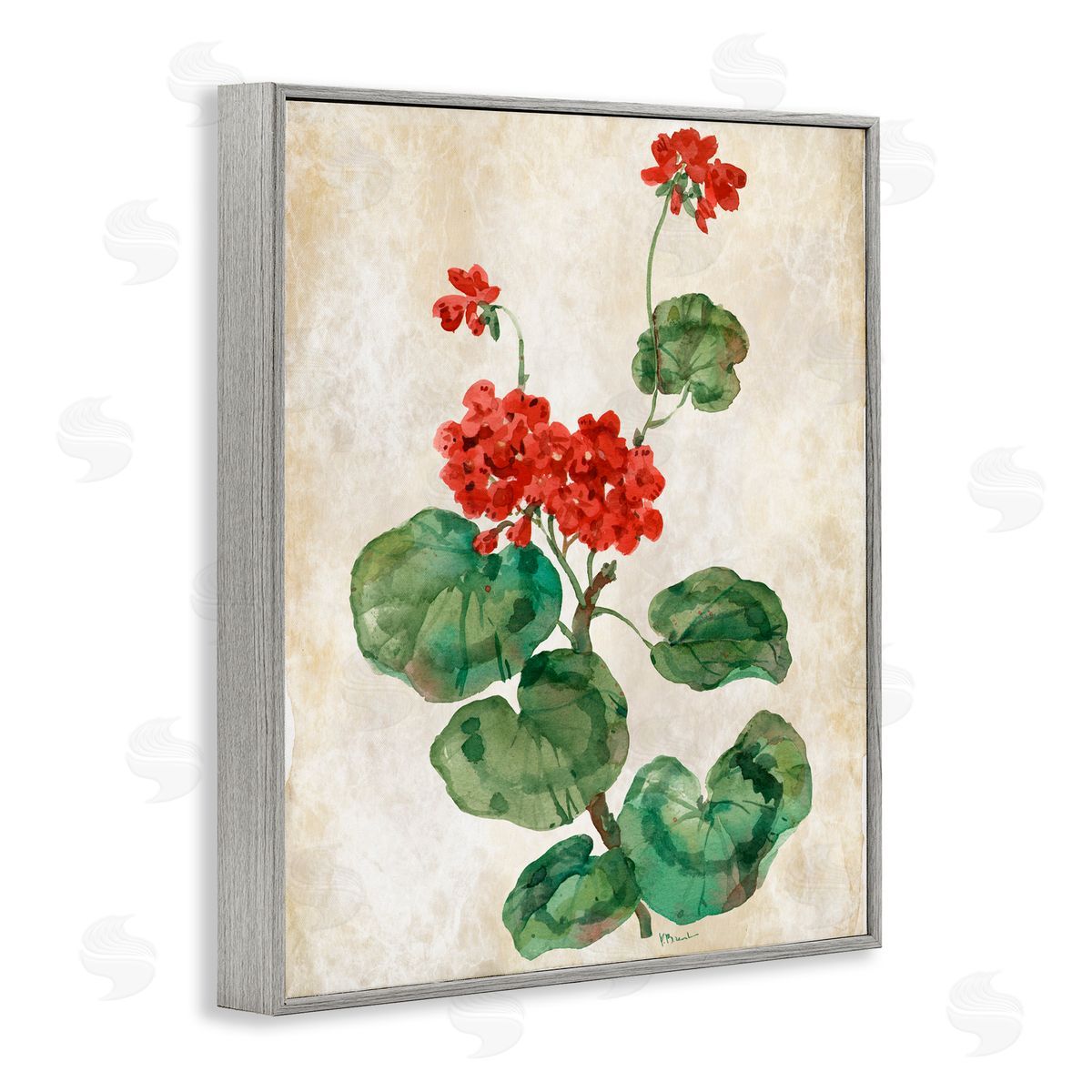 Paul Brent Floral Journal Red Flower Gray Framed Giclee Art Print