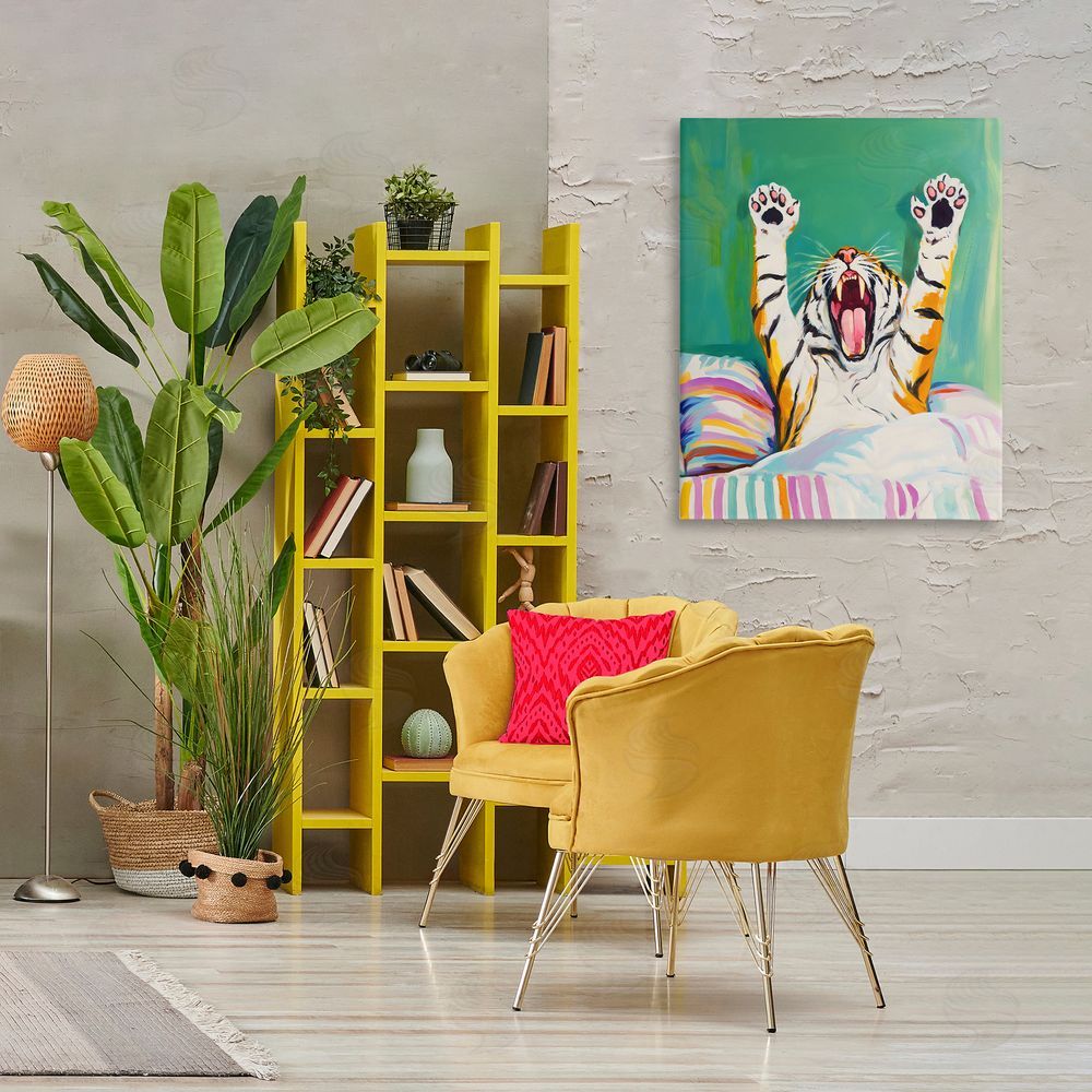 Arlington Prints Big Tiger Morning Yawn Printed Wall Art in Room