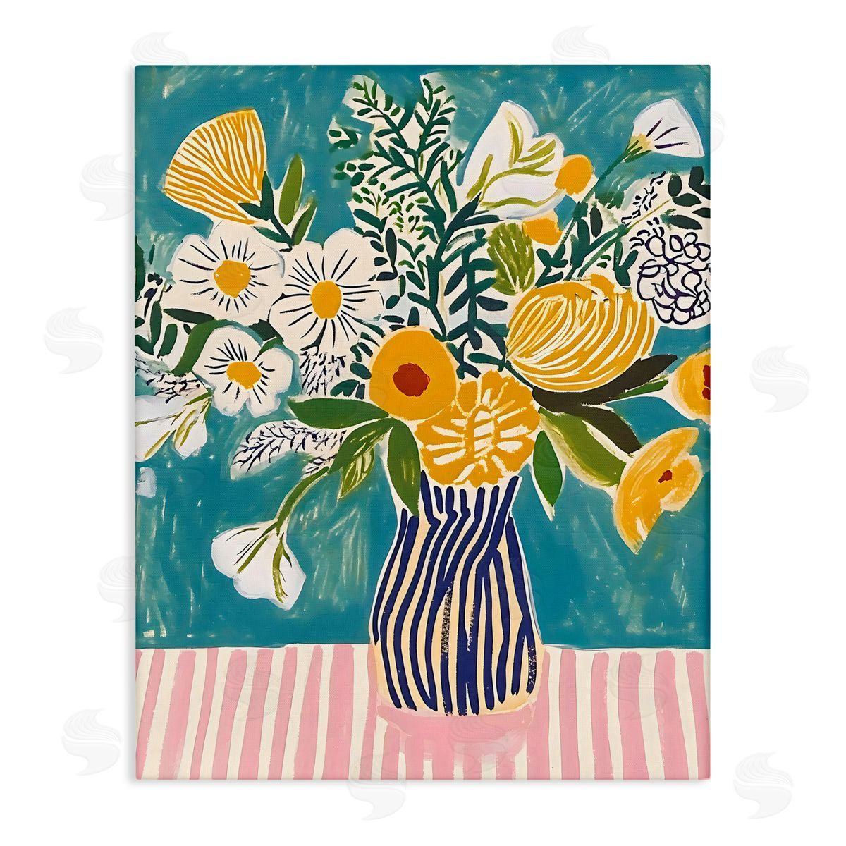 Creative Studio Bouquet on Striped Setting Canvas Wall Art Print