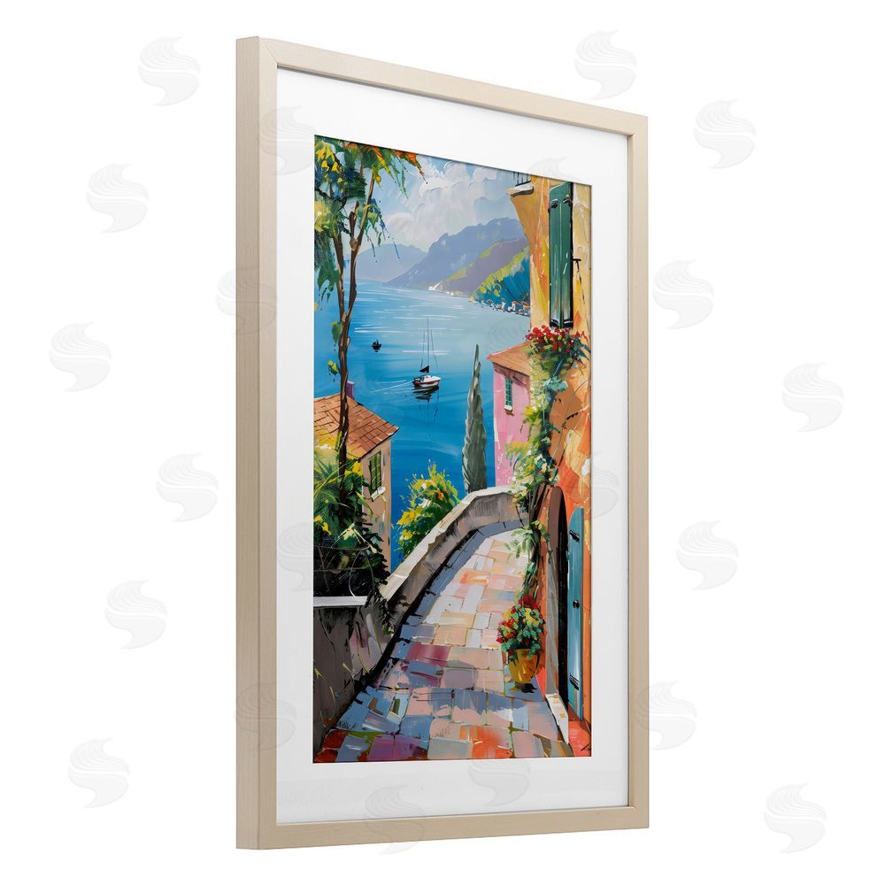Creative Studio By The Sea Village Birch Framed Print Under Glass Art