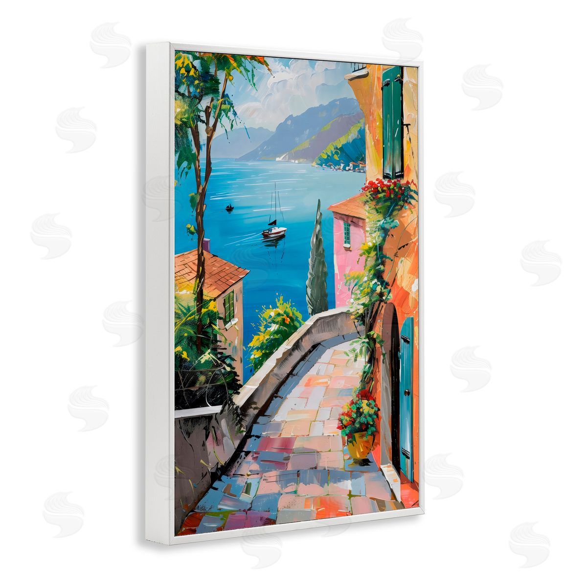 Creative Studio By The Sea Village White Frame Giclee Art Print