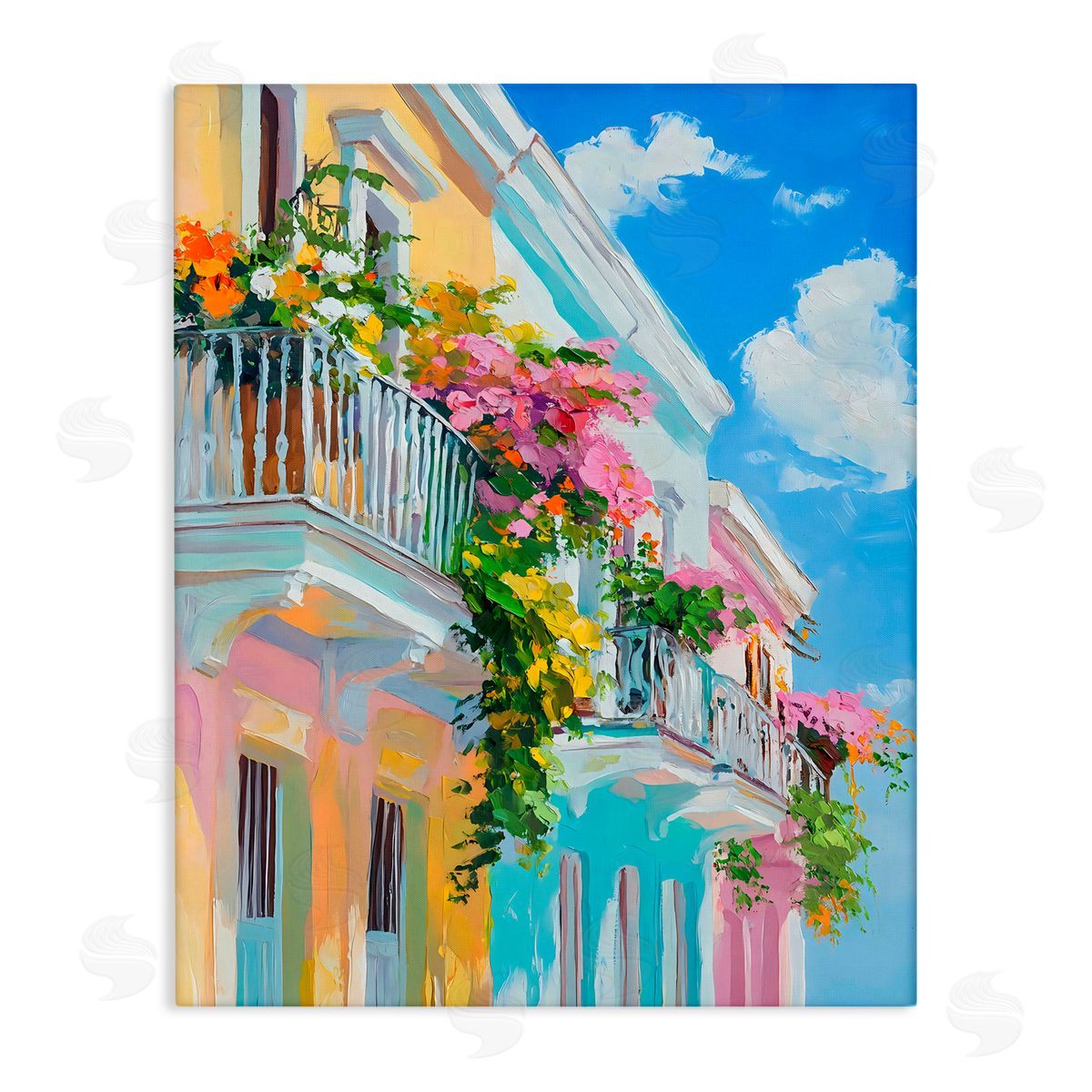 Franklyn Gregory Hanging Flowers Balcony Canvas Wall Art Print