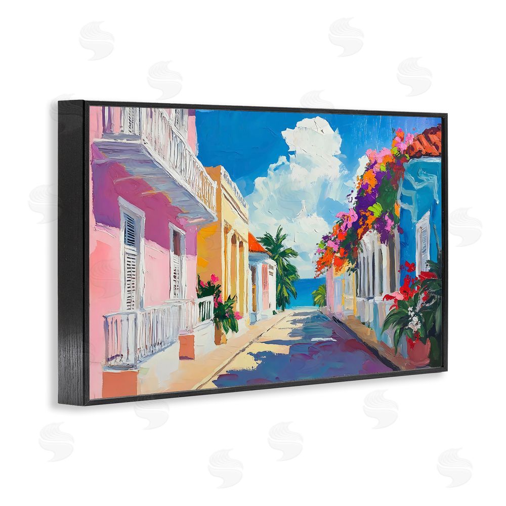 Franklyn Gregory Coastal Colors Town Architecture Black Framed Giclee Wall Art Print