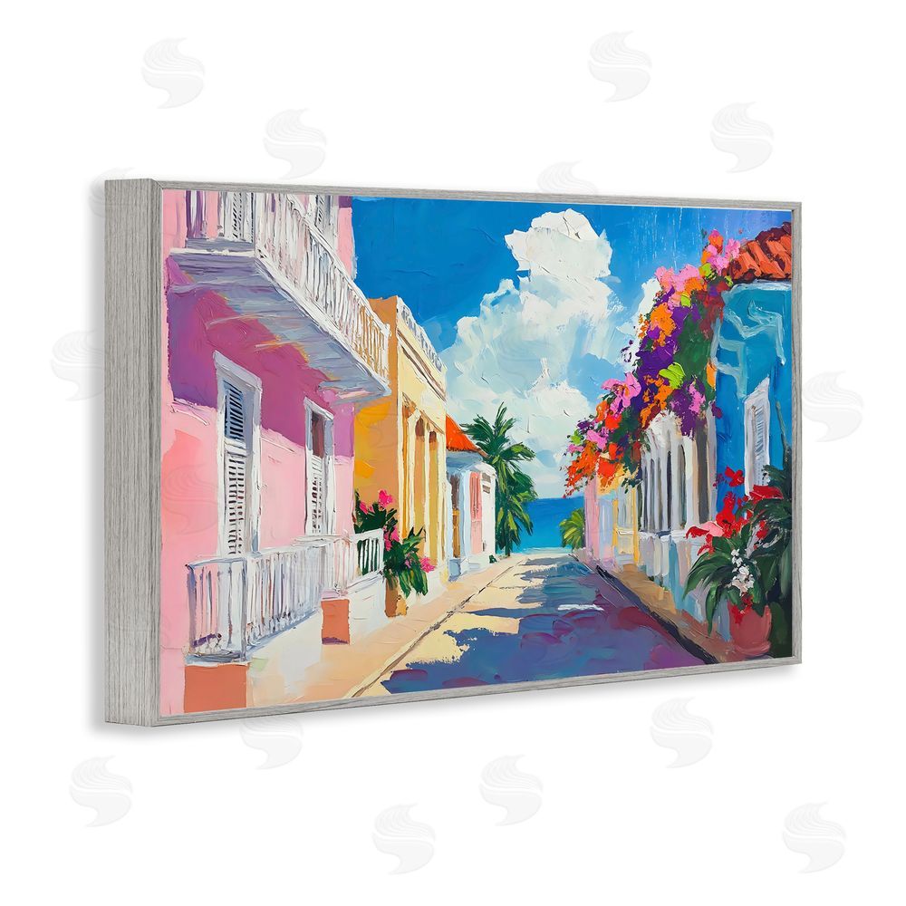 Franklyn Gregory Coastal Colors Town Architecture Gray Framed Giclee Wall Art Print