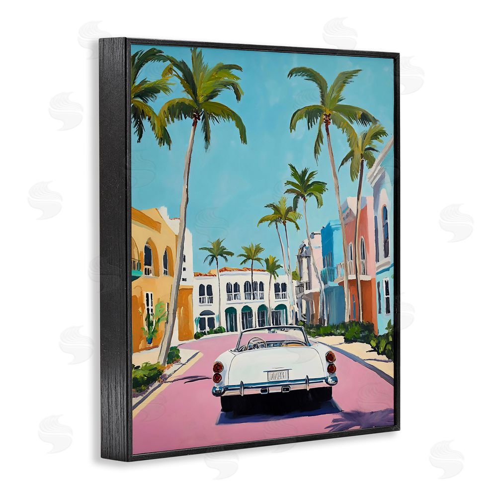 Franklyn Gregory Tropical Coasting Classic Car Black Framed Giclee Wall Art Print