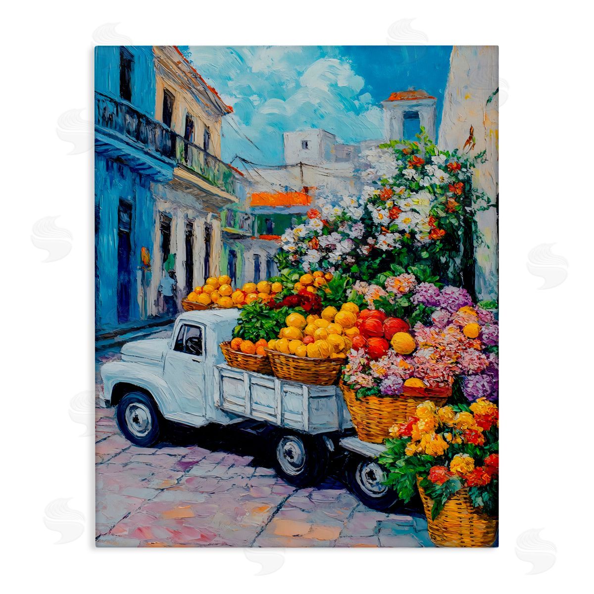 Franklyn Gregory Fresh Flowers and Fruit Village Canvas Wall Art Print