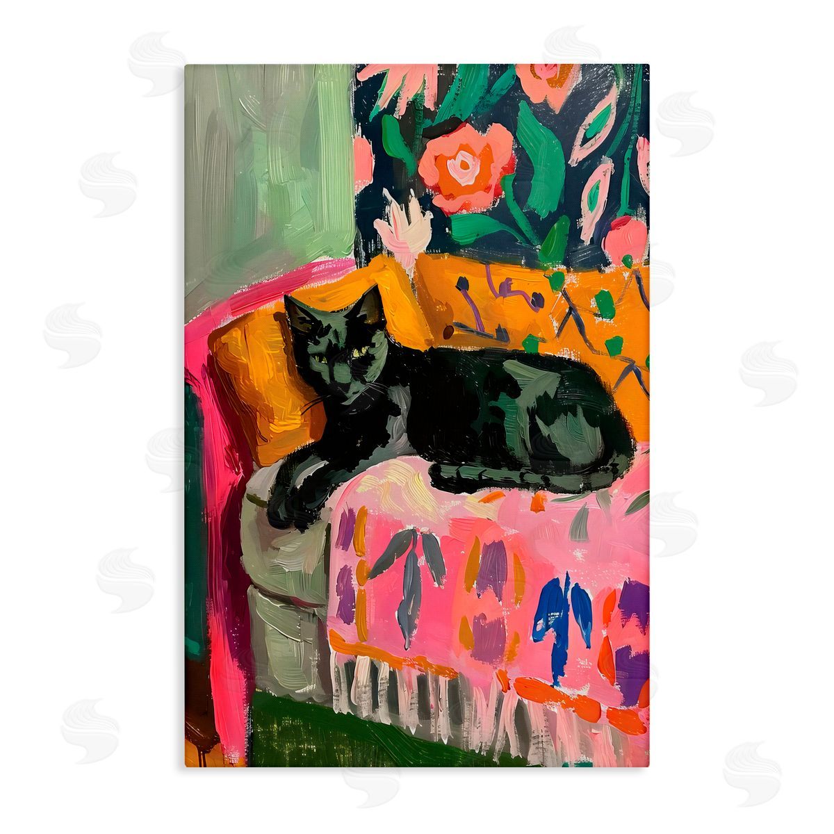 LSR Design Studio Relaxed Kitty on Couch Canvas Wall Art Print