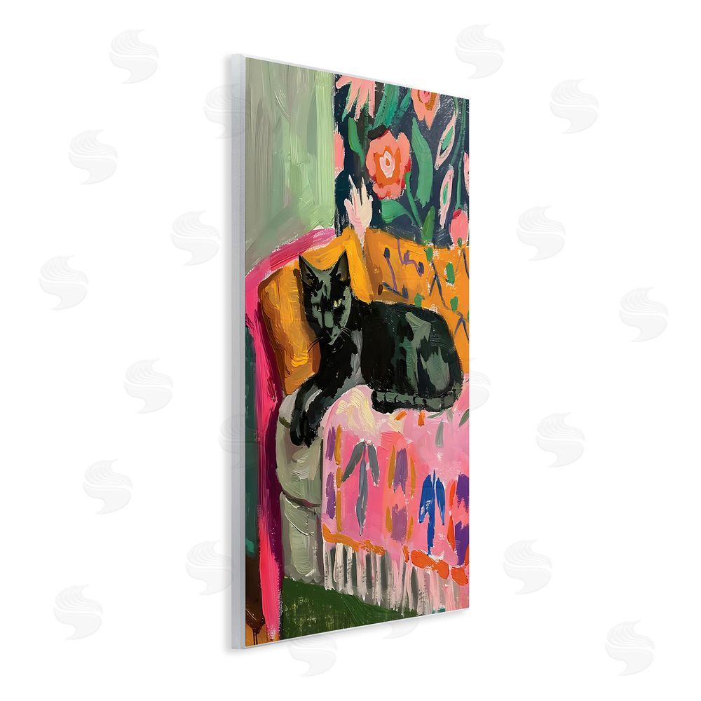 LSR Design Studio Relaxed Kitty on Couch Wall Plaque Art Print