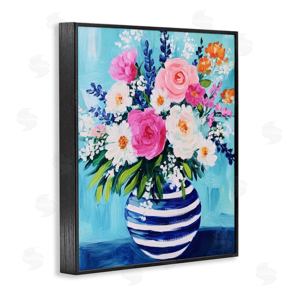 Petal Prints Design Flowers in Shabby Chic Vase Black Framed Giclee Wall Art Print