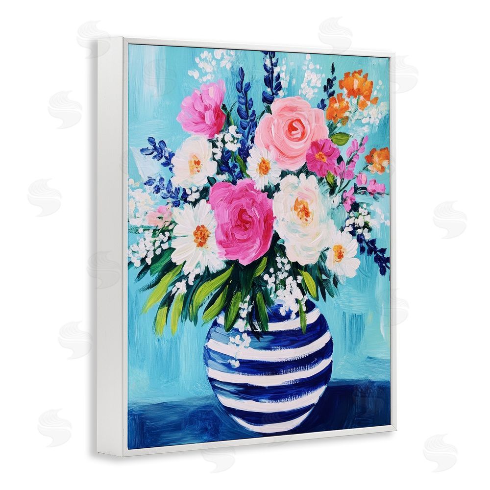 Petal Prints Design Flowers in Shabby Chic Vase White Framed Giclee Wall Art Print