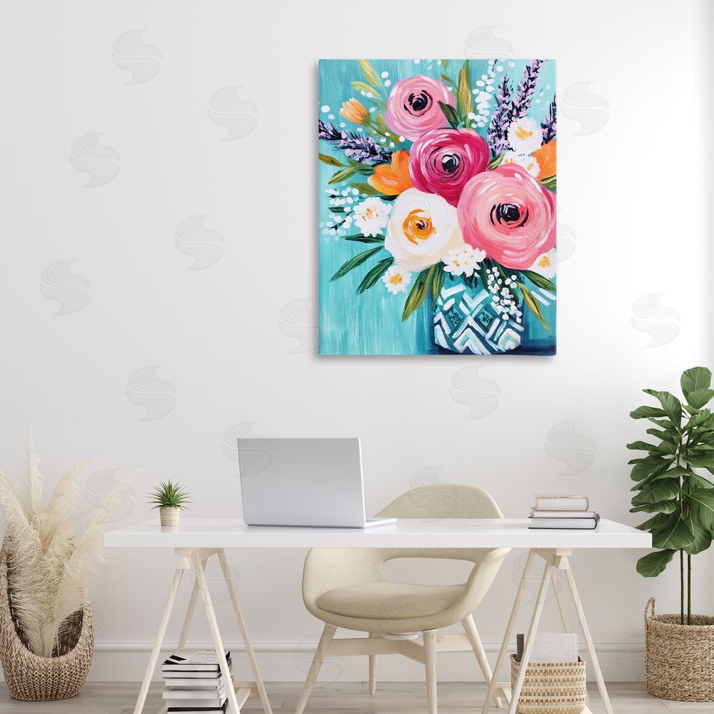 Petal Prints Design Decorative Vase Ranunculus Bouquet Canvas Art on Wall