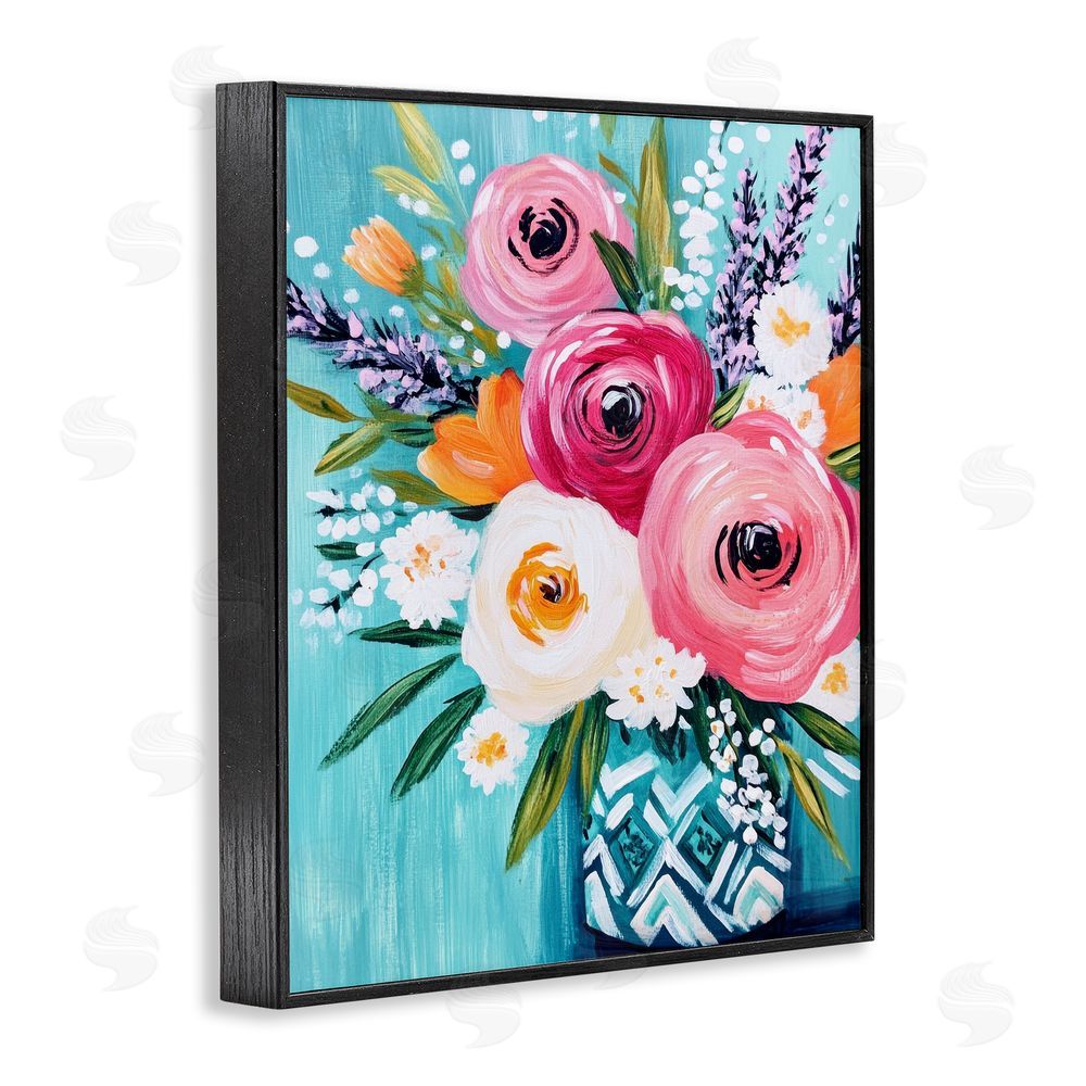 Petal Prints Design Decorative Vase Ranunculus Bouquet Black Framed Giclee Wall Art Print