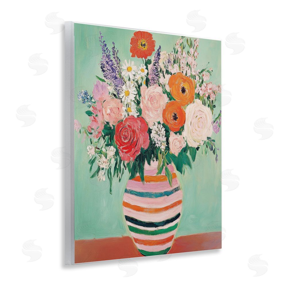 Petal Prints Design Green and Orange Floral Bouquet Wall Plaque Art Print
