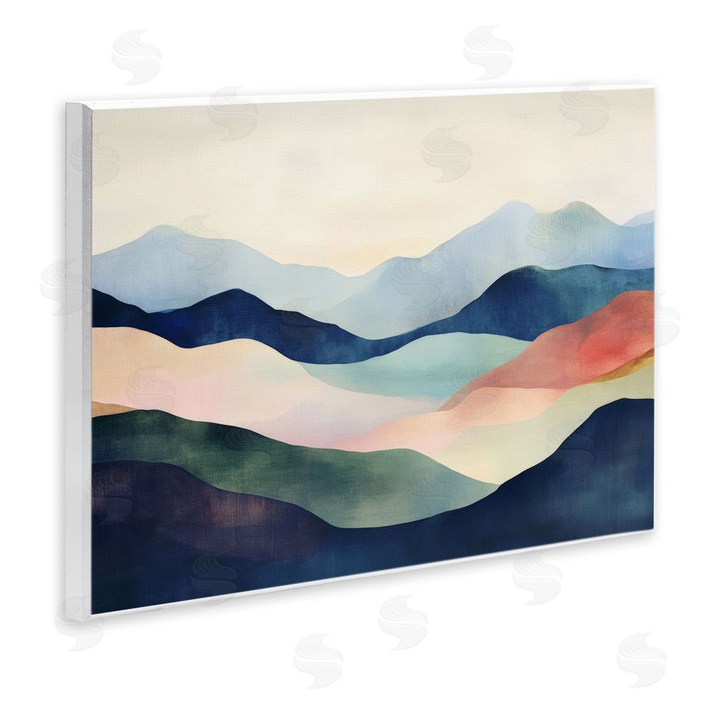 Petal Prints Design Blue Abstract Mountain Landscape Wall Plaque Art Print