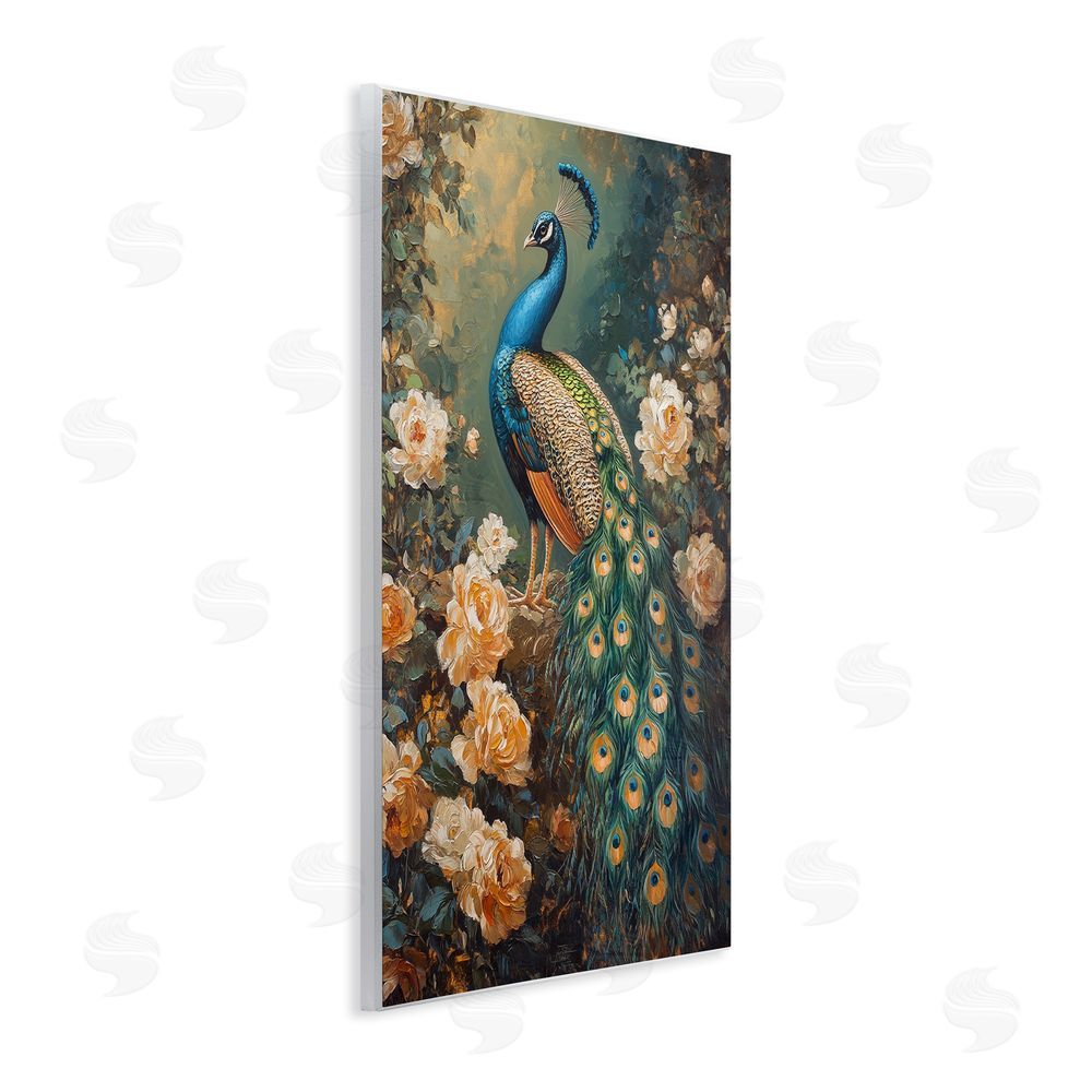 Petal Prints Design Blue Morris Inspired Peacock Wall Plaque Art Print