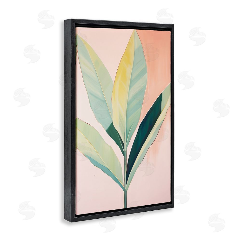 Sisi and Seb Tropical Pastel Plant Palms Black Floating Frame Canvas Wall Art Print