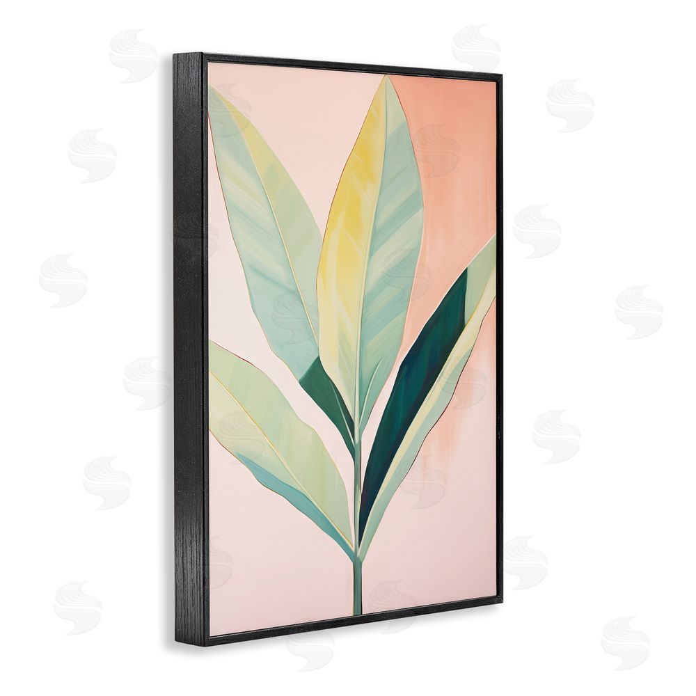 Sisi and Seb Tropical Pastel Plant Palms Black Framed Giclee Wall Art Print
