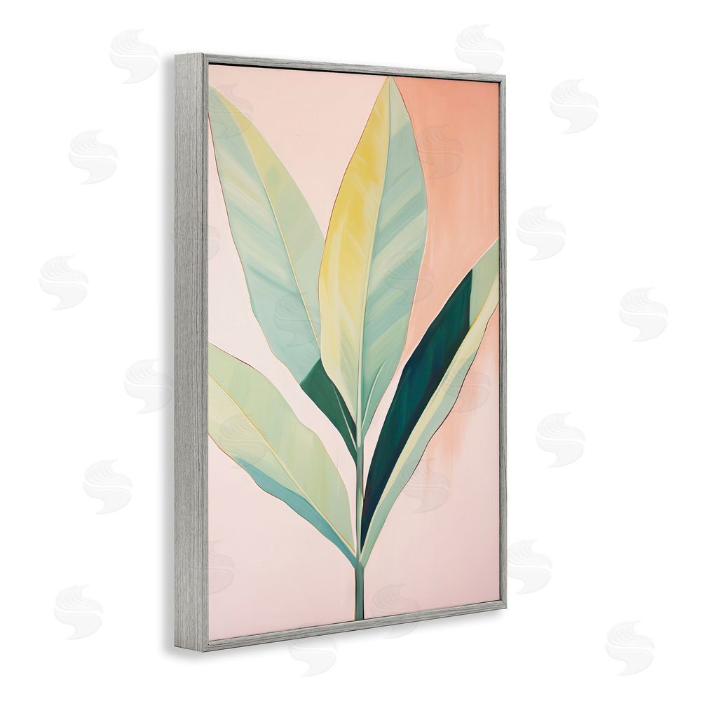 Sisi and Seb Tropical Pastel Plant Palms Gray Framed Giclee Wall Art Print