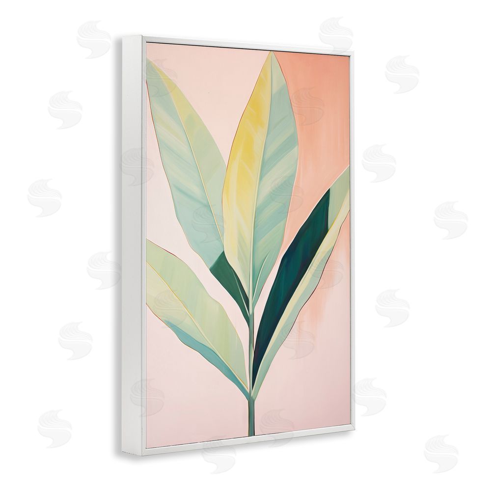Sisi and Seb Tropical Pastel Plant Palms White Framed Giclee Wall Art Print