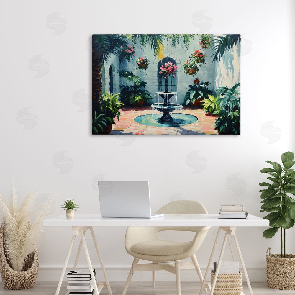 Franklyn Gregory Floral Fountain Courtyard Canvas Art on Wall