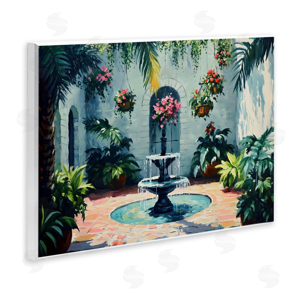 Franklyn Gregory Floral Fountain Courtyard Wall Plaque Art Print