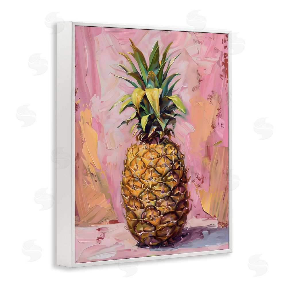 LSR Design Studio Pineapple Bliss over Pink White Framed Giclee Wall Art Print