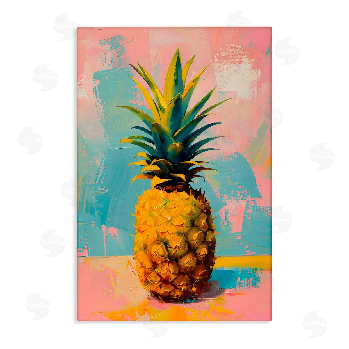 LSR Design Studio Pineapple Dream over Pink Blue Canvas Wall Art Print