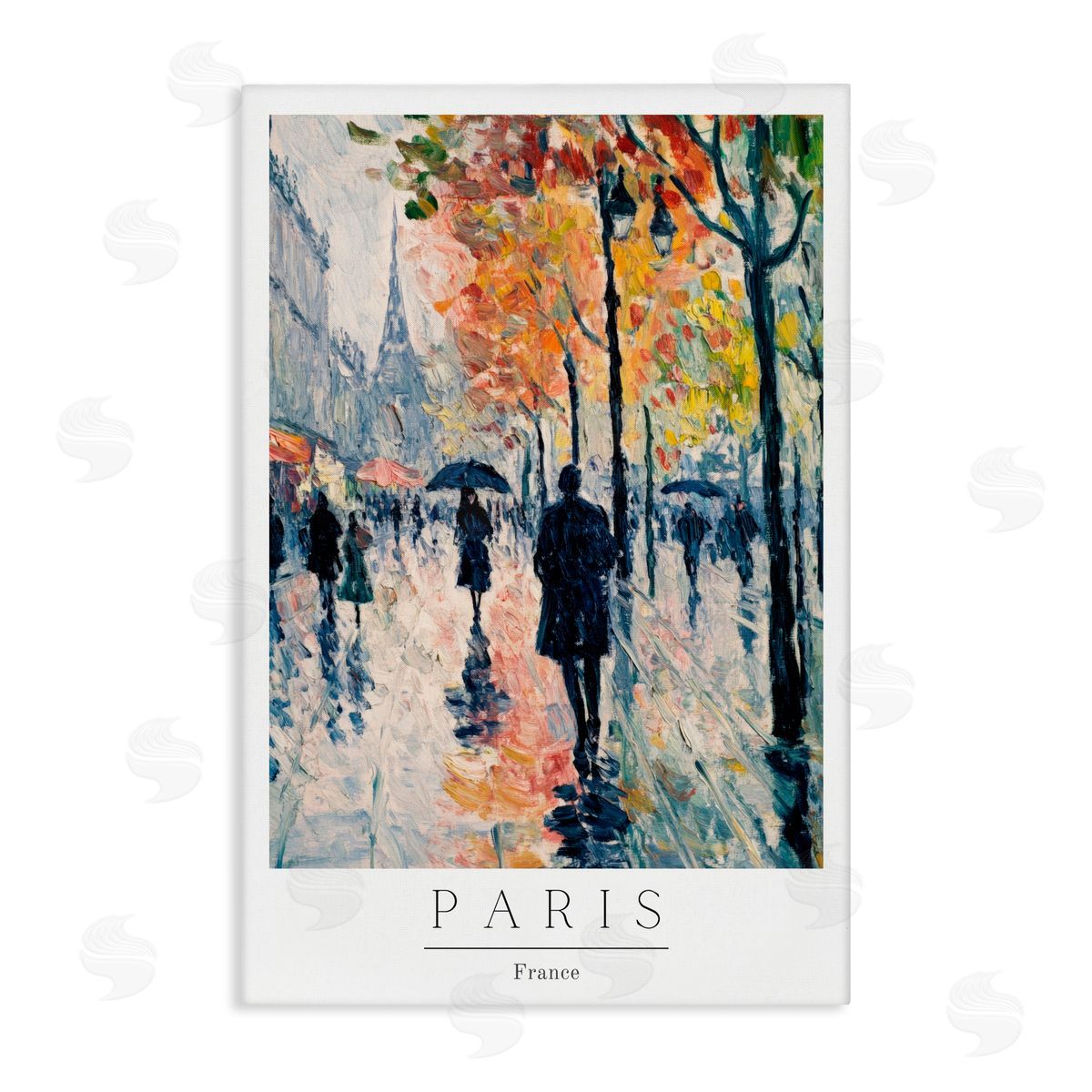 Petal Prints Design Autumnal Paris Street Scene Canvas Wall Art Print