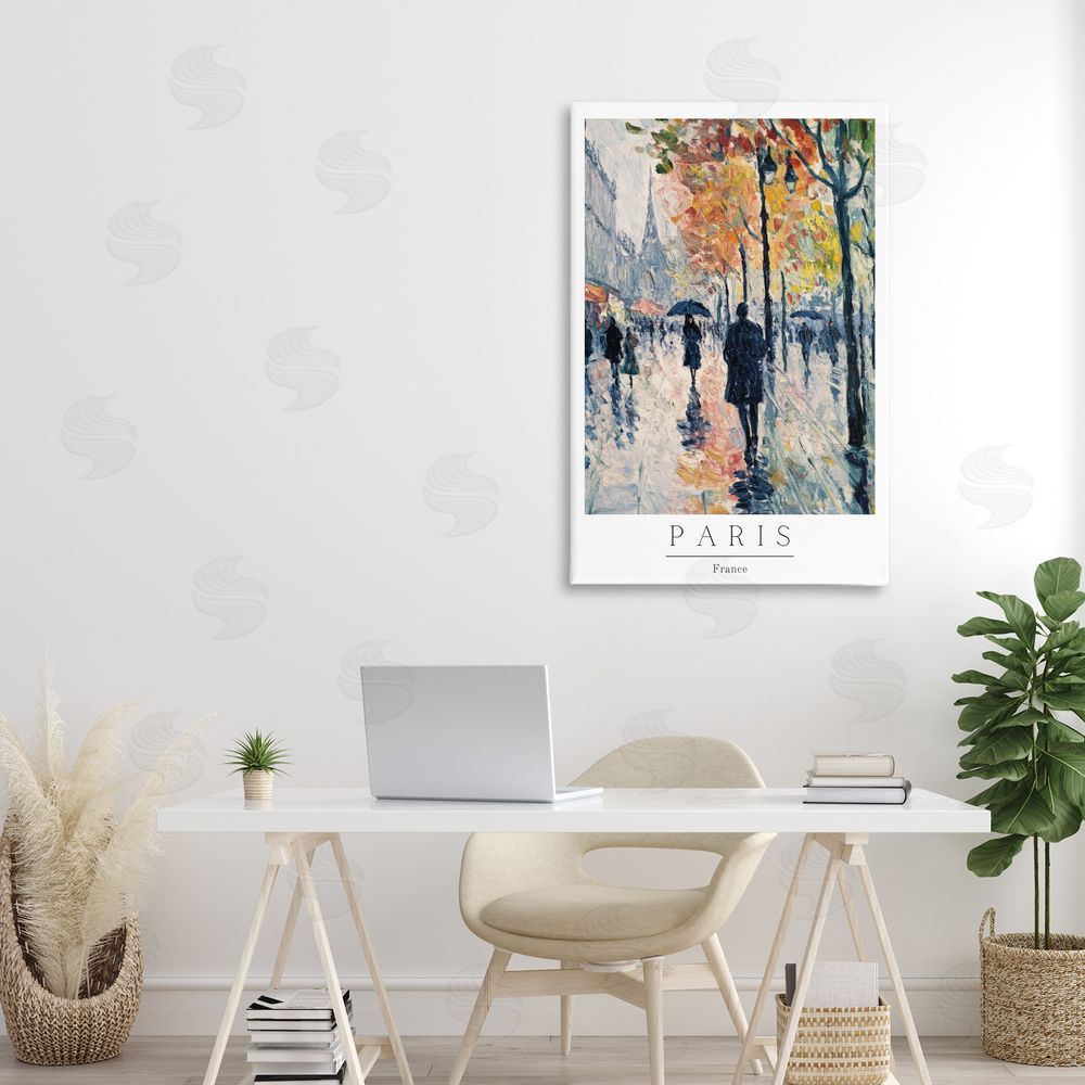 Petal Prints Design Autumnal Paris Street Scene Canvas Art on Wall