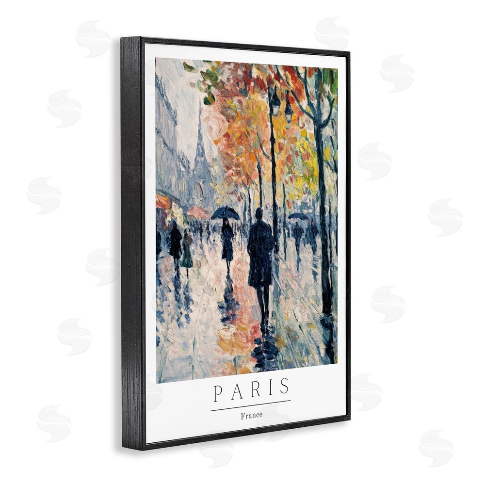 Petal Prints Design Autumnal Paris Street Scene Black Framed Giclee Wall Art Print