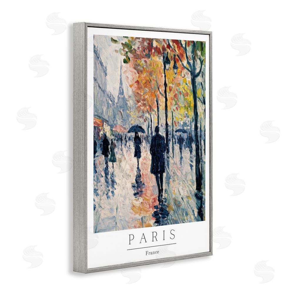 Petal Prints Design Autumnal Paris Street Scene Gray Framed Giclee Wall Art Print