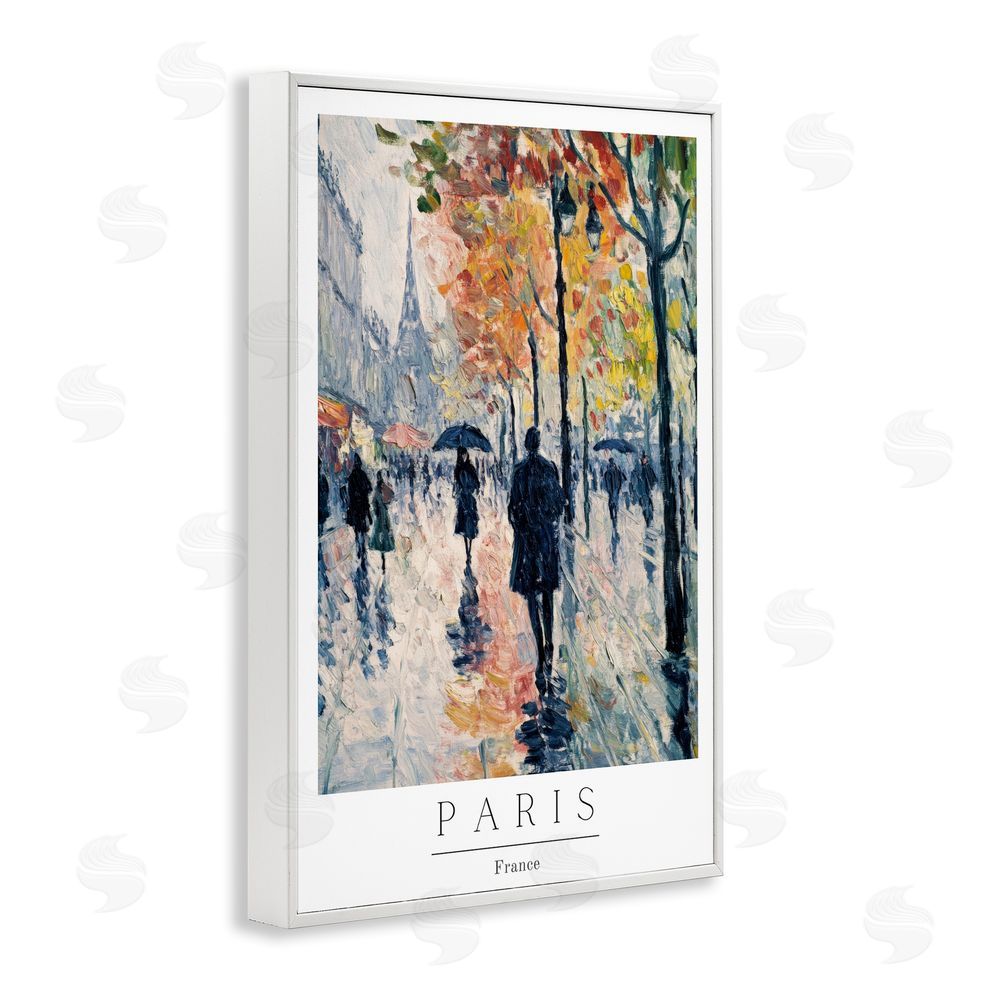 Petal Prints Design Autumnal Paris Street Scene White Framed Giclee Wall Art Print